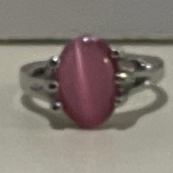 Rhodonite cats eye silver ring size 9.5​ - Picture 1 of 4